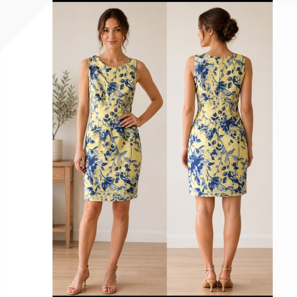 ALYX Back Zip Yellow And Blue Floral Dress Size 6